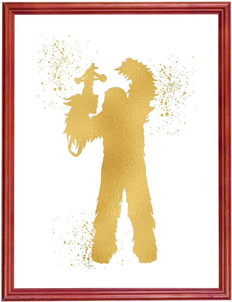 Gold Print - Chewbacca - Inspired by Star Wars - Gold Poster Print Photo Quality - Made in USA - Home Art Print -Frame not Included (8x10, Chewbacca)