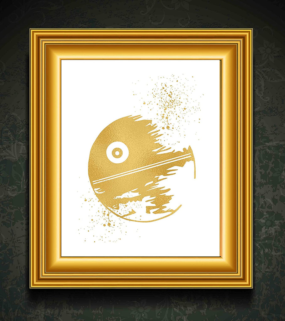 Gold Print - Death Star -Inspired by Star Wars - Gold Poster Print Photo Quality - Made in USA - Home Art Print -Frame not Included (8x10, Death Star)