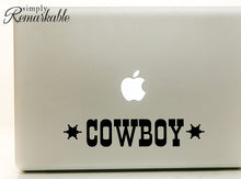 Load image into Gallery viewer, Vinyl Decal Sticker for Computer Wall Car Mac MacBook and More - Cowboy - 8 x 2 inches