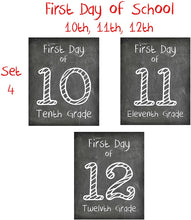 Load image into Gallery viewer, First Day of School Print, Complete Set of 14 Reusable Chalkboard Photo Prop for Kids Back to School Sign for Photos, Frame Not Included (8x10, Complete Set - 1)