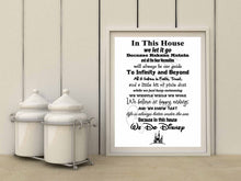 Load image into Gallery viewer, in This House We Do Disney - Poster Print Photo Quality - Made in USA - Disney Family House Rules - Ready to Frame - Frame not Included (8x10, White Background)
