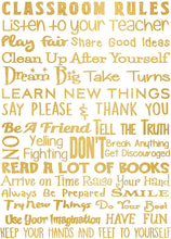 Load image into Gallery viewer, Classroom Rules - Beautiful Photo Quality Poster Gold Colored Print - Perfect for Teachers and Classrooms - Made in The USA (8x10, Class Rules Gold)