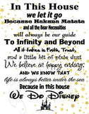 in This House We Do Disney - Poster Print Photo Quality - Made in USA - Disney Family House Rules - Ready to Frame - Frame not Included (11x14, White with Stars Background)