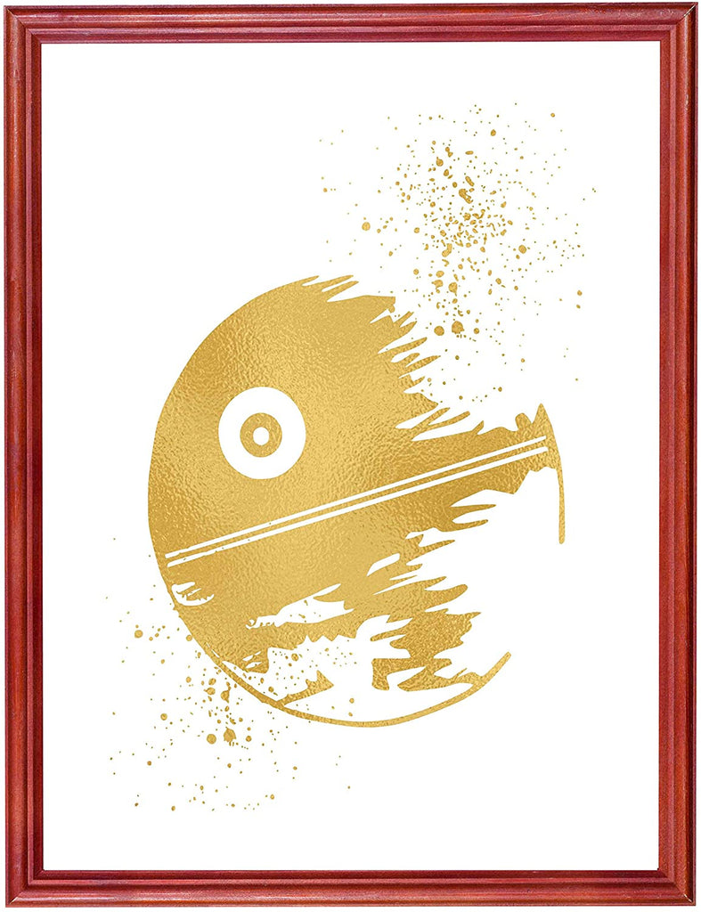 Gold Print - Death Star -Inspired by Star Wars - Gold Poster Print Photo Quality - Made in USA - Home Art Print -Frame not Included (8x10, Death Star)