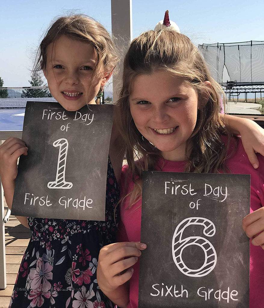 First Day of School Print, 1st Grade Reusable Chalkboard Photo Prop for Kids Back to School Sign for Photos, First Grade Frame Not Included (8x10, 1st Grade - Style 1)