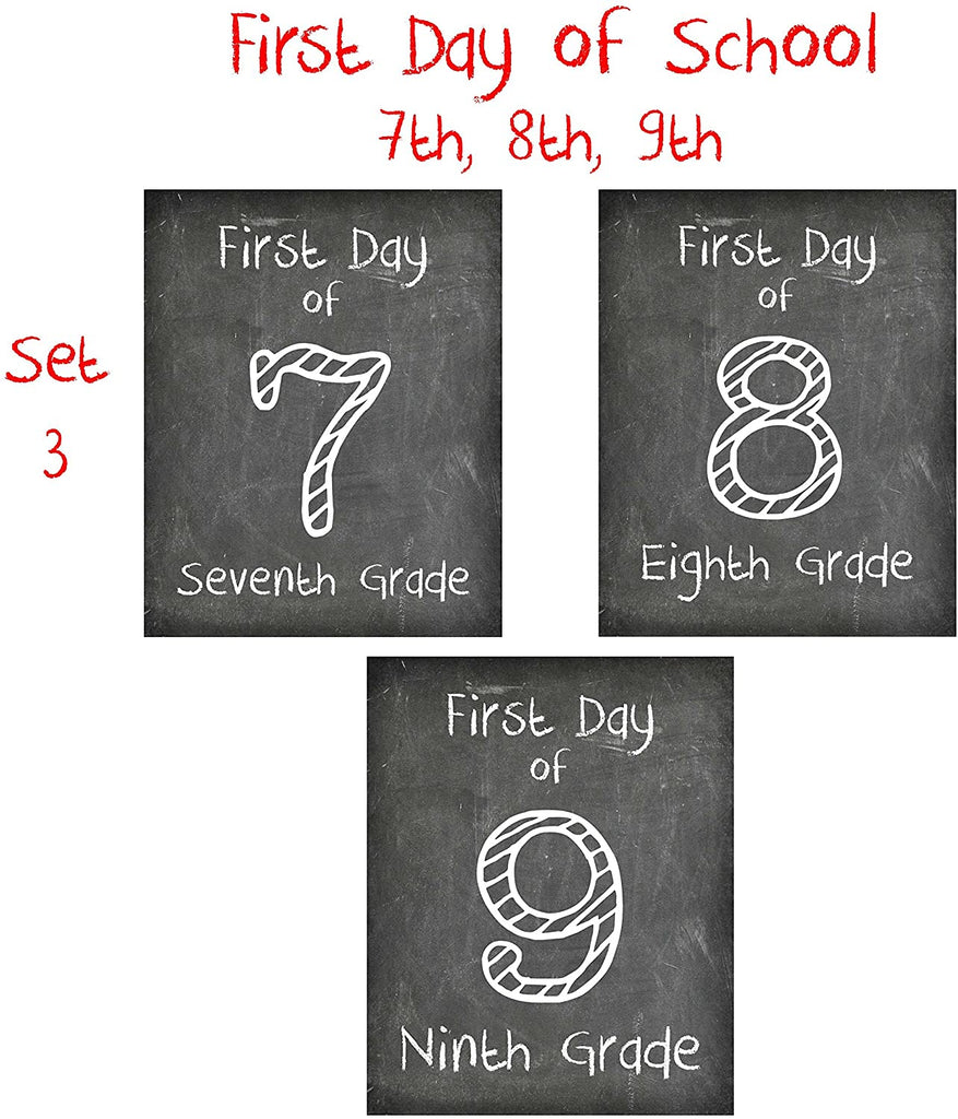 First Day of School Print, Complete Set of 14 Reusable Chalkboard Photo Prop for Kids Back to School Sign for Photos, Frame Not Included (8x10, Complete Set - 1)