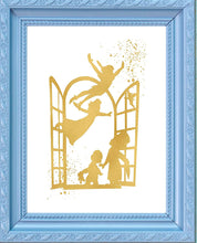 Load image into Gallery viewer, Gold Print Inspired by Peter Pan - Gold Poster Print Photo Quality - Made in USA - Home Art Print -Frame not Included (8x10, Window)