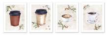 Load image into Gallery viewer, Dispossible Marble Coffee Cups With Seed Foliage Print Kitchen Wall Art Prints Set - Gift For Family Room Kitchen Play Room Wall Décor Birthday Wedding Anniversary | Set of 4 - Unframed- 8x10 Photos