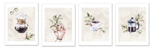 Load image into Gallery viewer, Coffee & Seed Foliage Kitchen Wall Art Prints Set - Ideal Gift For Family Room Kitchen Play Room Wall Décor Birthday Wedding Anniversary | Set of 4 - Unframed- 8x10 Photos