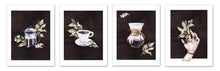 Load image into Gallery viewer, Coffee & Seed Foliage Kitchen Wall Art Prints Set - Ideal Gift For Family Room Kitchen Play Room Wall Décor Birthday Wedding Anniversary | Set of 4 - Unframed- 8x10 Photos