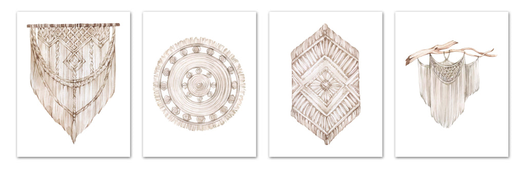 Macrame Art Design Wall Art Prints Set - Ideal Gift For Family Room Kitchen Play Room Wall Décor Birthday Wedding Anniversary | Set of 4 - Unframed- 8x10 Photos