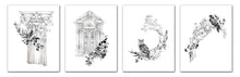 Load image into Gallery viewer, Architecture Pencil Sketch Design Wall Art Prints Set - Ideal Gift For Family Room Kitchen Play Room Wall Décor Birthday Wedding Anniversary | Set of 4 - Unframed- 8x10 Photos