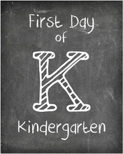 Load image into Gallery viewer, First Day of School Print, Set of 4, Preschool, Kindergarten, 1st Grade, 2nd Grade, Reusable Chalkboard Photo Prop for Kids Back to School Sign for Photos, Frame Not Included (8x10, Set 1 - Style 1)
