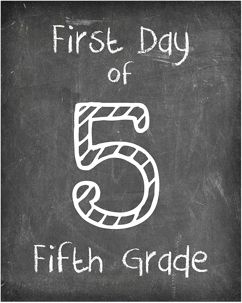 First Day of School Print, Set of 4 - 3rd grade, 4th grade, 5th grade, 6th grade, Reusable Chalkboard Photo Prop for Kids Back to School Sign for Photos, Frame Not Included (8x10, Set 2 - Style 1)
