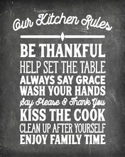 Load image into Gallery viewer, Kitchen Rules - Beautiful Photo Quality Poster Print - Decorate your home with these beautiful prints for kitchen, bath, family room, housewarming gift Made in the USA (8&quot; x 10&quot;, Kitchen Rules Chalk)