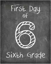 Load image into Gallery viewer, First Day of School Print, Set of 4 - 3rd grade, 4th grade, 5th grade, 6th grade, Reusable Chalkboard Photo Prop for Kids Back to School Sign for Photos, Frame Not Included (8x10, Set 2 - Style 1)