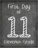 First Day School Print, 11th Grade Reusable Chalkboard Photo Prop Kids Back to School Sign Photos, Frame Not Included (8x10, 11th Grade - Style 1)