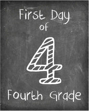 Load image into Gallery viewer, First Day of School Print, 4th Grade Reusable Chalkboard Photo Prop for Kids Back to School Sign for Photos, Frame Not Included (8x10, 4th Grade - Style 1)