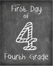 Load image into Gallery viewer, First Day of School Print, Set of 4 - 3rd grade, 4th grade, 5th grade, 6th grade, Reusable Chalkboard Photo Prop for Kids Back to School Sign for Photos, Frame Not Included (8x10, Set 2 - Style 1)