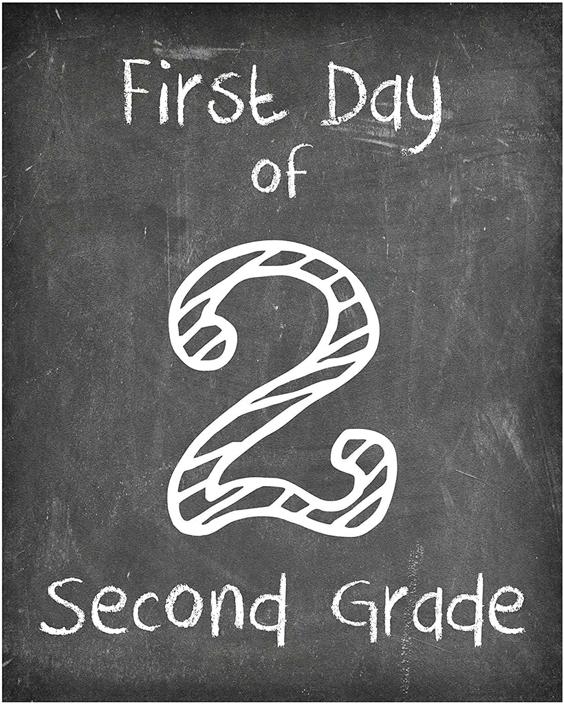 First Day of School Print, Set of 4, Preschool, Kindergarten, 1st Grade, 2nd Grade, Reusable Chalkboard Photo Prop for Kids Back to School Sign for Photos, Frame Not Included (8x10, Set 1 - Style 1)