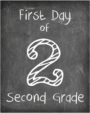 Load image into Gallery viewer, First Day of School Print, Set of 4, Preschool, Kindergarten, 1st Grade, 2nd Grade, Reusable Chalkboard Photo Prop for Kids Back to School Sign for Photos, Frame Not Included (8x10, Set 1 - Style 1)