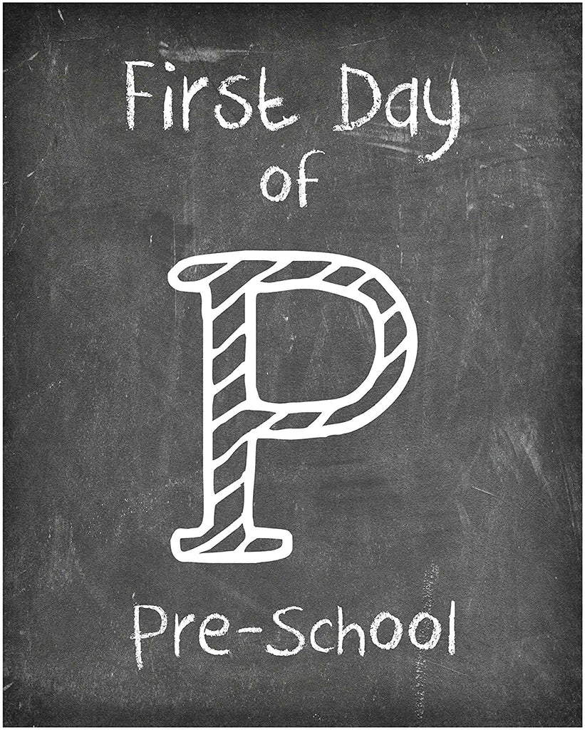 First Day of School Print, Pre-School Reusable Chalkboard Photo Prop for Kids Back to School Sign for Photos, Frame Not Included, Preschool (8x10, Pre-School - Style 1)