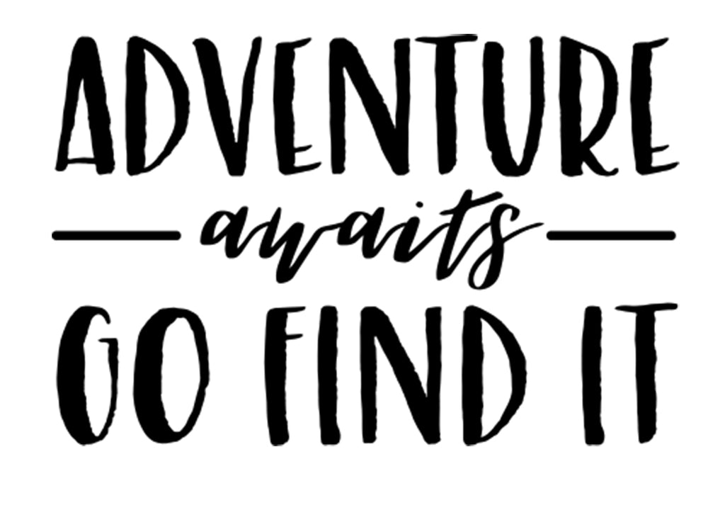 Adventure Awaits, Go Find It | 5.2" x 3.4" Vinyl Sticker | Peel and Stick Inspirational Motivational Quotes Stickers Gift | Decal for Adventure/Travel Lovers