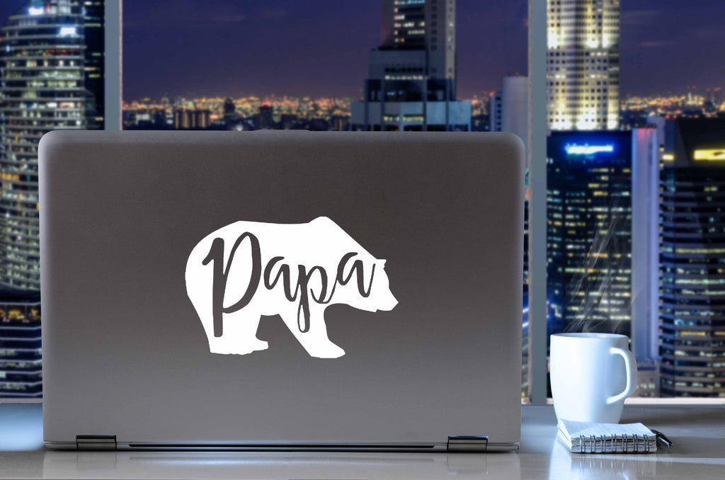 Papa Bear | 5.2" x 3.4" Vinyl Sticker | Peel and Stick Inspirational Motivational Quotes Stickers Gift | Decal for Family Dads Lovers