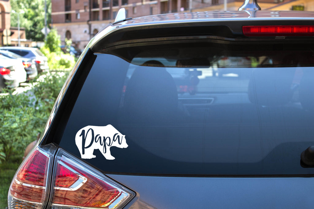 Papa Bear | 5.2" x 3.4" Vinyl Sticker | Peel and Stick Inspirational Motivational Quotes Stickers Gift | Decal for Family Dads Lovers