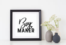 Load image into Gallery viewer, Boy Maker | 4" x 3.6" Vinyl Sticker | Peel and Stick Inspirational Motivational Quotes Stickers Gift | Decal for Family Parents Lovers