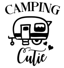Load image into Gallery viewer, Camping Cutie | 5.2" x 4.5" Vinyl Sticker | Peel and Stick Inspirational Motivational Quotes Stickers Gift | Decal for Outdoors/Nature Camping Lovers