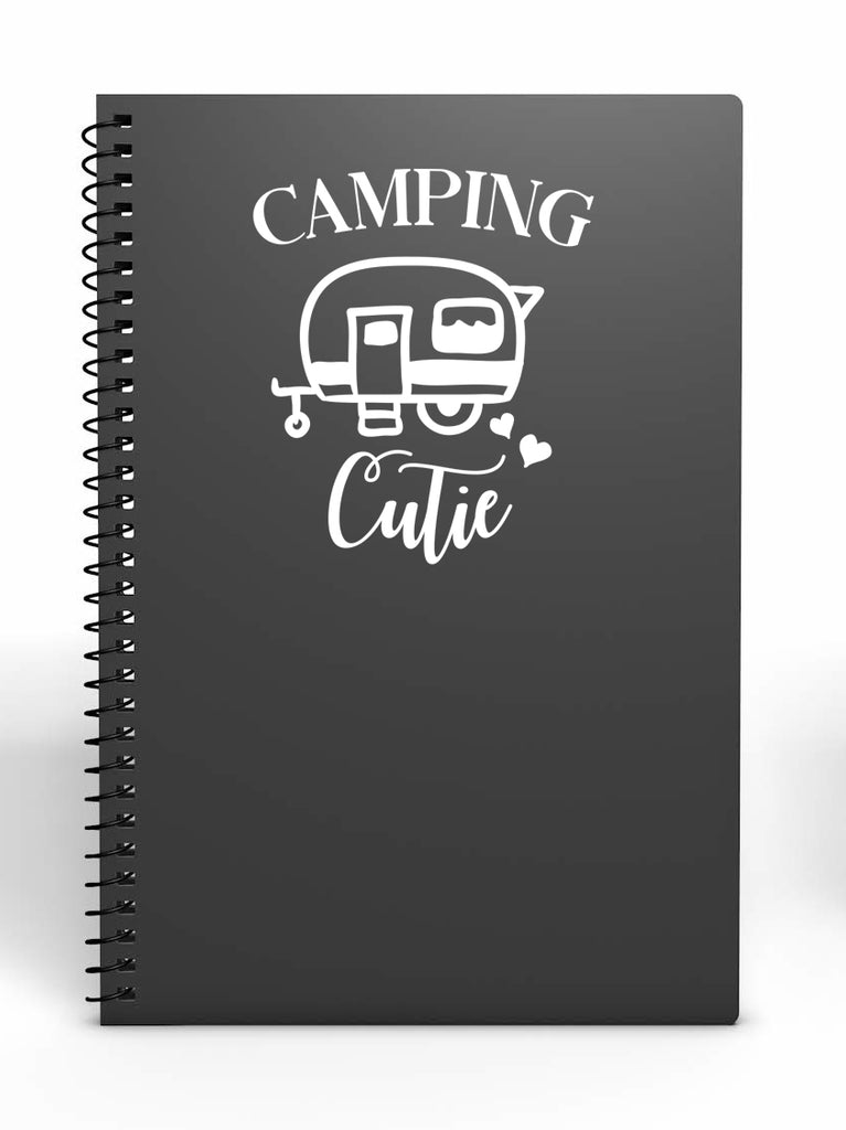 Camping Cutie | 5.2" x 4.5" Vinyl Sticker | Peel and Stick Inspirational Motivational Quotes Stickers Gift | Decal for Outdoors/Nature Camping Lovers