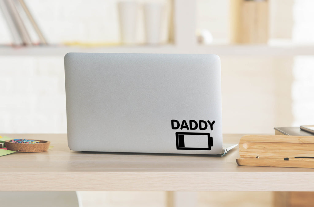 Daddy Battery | 5.2" x 3.6" Vinyl Sticker | Peel and Stick Inspirational Motivational Quotes Stickers Gift | Decal for Family Dads Lovers