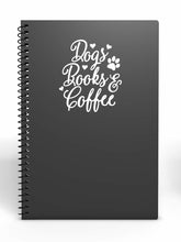 Load image into Gallery viewer, Dogs Books Coffee | 4.5&quot; x 5.2&quot; Vinyl Sticker | Peel and Stick Inspirational Motivational Quotes Stickers Gift | Decal for Animals Dogs Lovers
