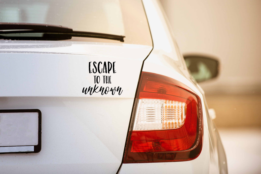 Simply Remarkable | Escape to The Unknown | Removable Vinyl Stickers [5.2" x 4.3"] Vinyl Decal for Book, Laptop, Car Or Small Wall Decor. USA Made and Gift for Adventure/Travel Lovers