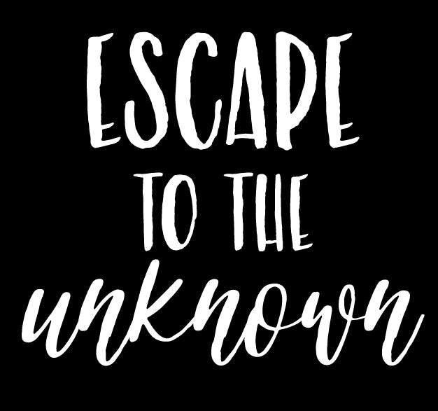 Simply Remarkable | Escape to The Unknown | Removable Vinyl Stickers [5.2" x 4.3"] Vinyl Decal for Book, Laptop, Car Or Small Wall Decor. USA Made and Gift for Adventure/Travel Lovers