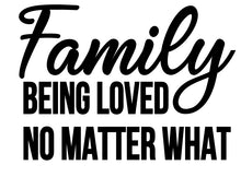 Load image into Gallery viewer, Family Being Loved No Matter What | 5.2" x 3.7" Vinyl Sticker | Peel and Stick Inspirational Motivational Quotes Stickers Gift | Decal for Family General Lovers