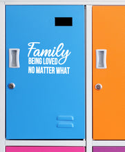 Load image into Gallery viewer, Family Being Loved No Matter What | 5.2" x 3.7" Vinyl Sticker | Peel and Stick Inspirational Motivational Quotes Stickers Gift | Decal for Family General Lovers