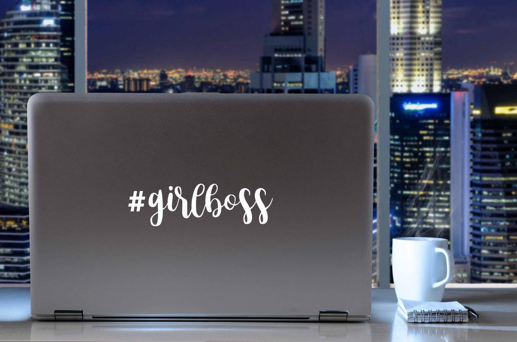 #girlboss | 8" x 2.3" Vinyl Sticker | Peel and Stick Inspirational Motivational Quotes Stickers Gift | Decal for Inspiration/Motivation Lovers