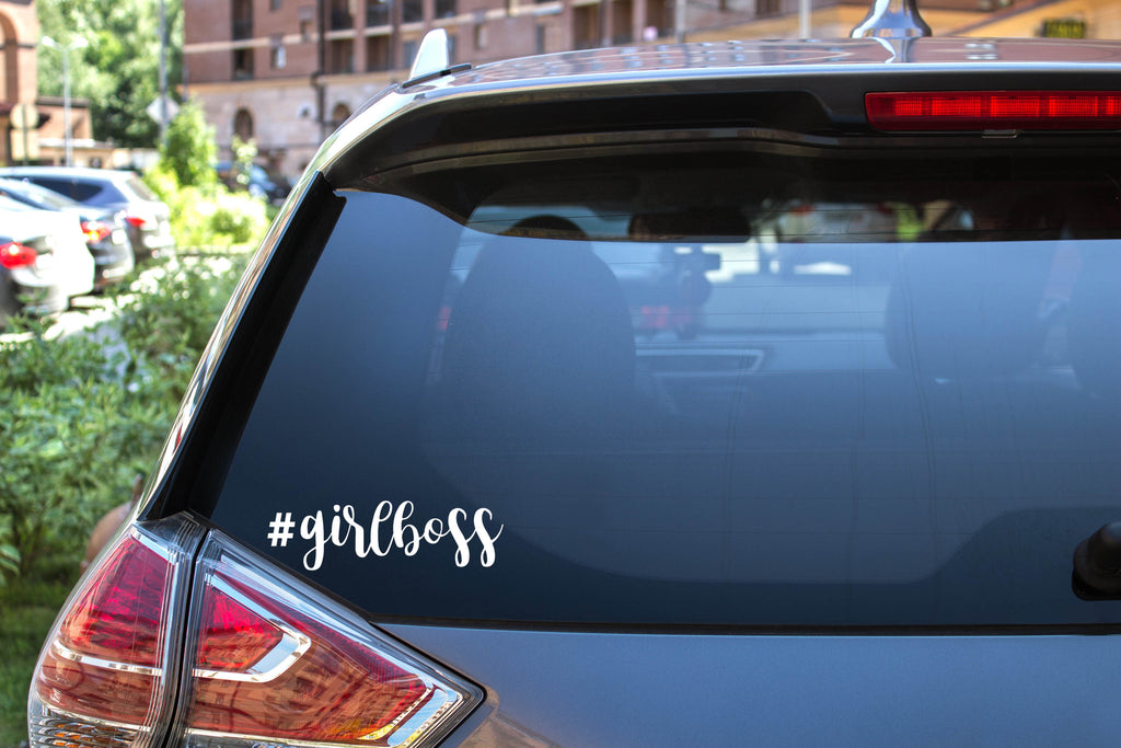 #girlboss | 8" x 2.3" Vinyl Sticker | Peel and Stick Inspirational Motivational Quotes Stickers Gift | Decal for Inspiration/Motivation Lovers
