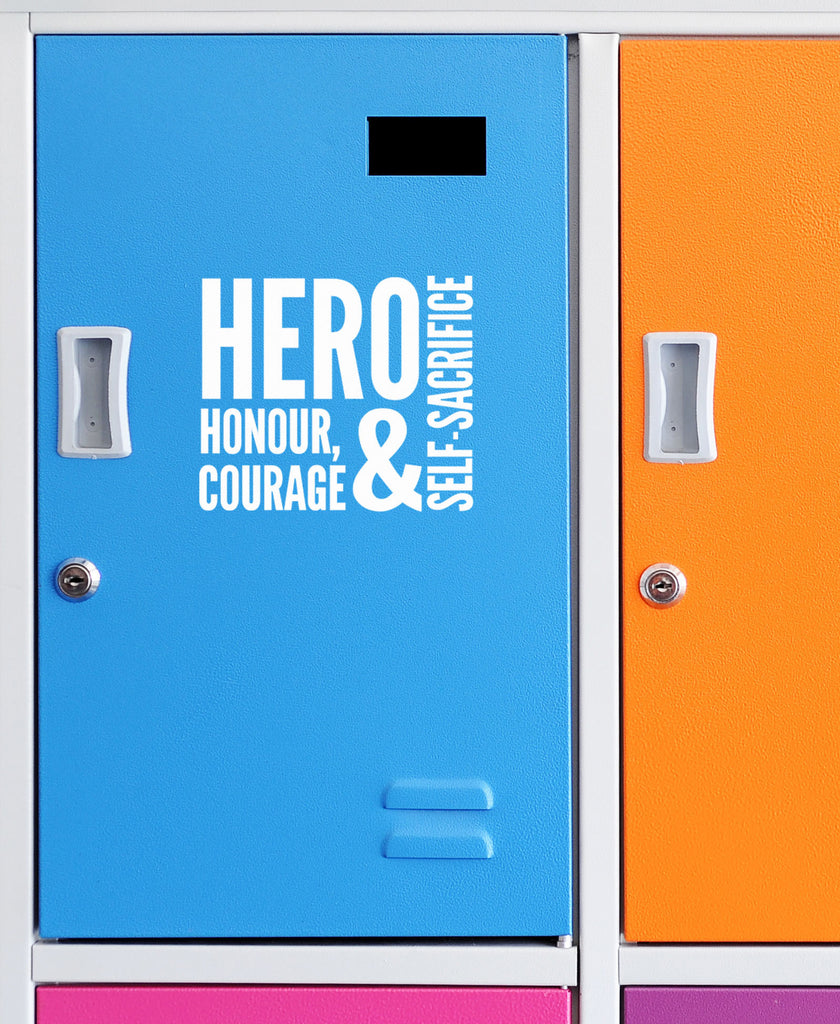 Hero Honour Courage and Self-Sacrifice | 5.2" x 4.5" Vinyl Sticker | Peel and Stick Inspirational Motivational Quotes Stickers Gift | Decal for Occupations Lovers