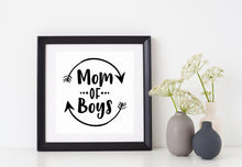 Load image into Gallery viewer, Mom of Boys | 5.2&quot; x 4.9&quot; Vinyl Sticker | Peel and Stick Inspirational Motivational Quotes Stickers Gift | Decal for Family Moms Lovers