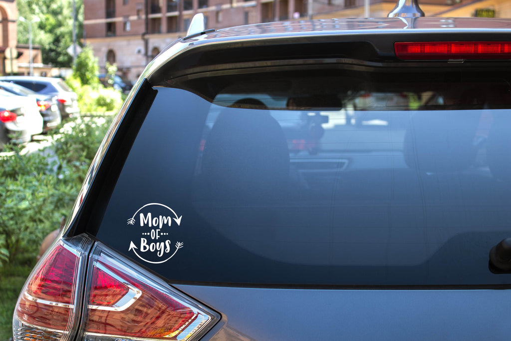 Mom of Boys | 5.2" x 4.9" Vinyl Sticker | Peel and Stick Inspirational Motivational Quotes Stickers Gift | Decal for Family Moms Lovers