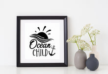 Load image into Gallery viewer, Ocean Child | 5.2" x 4.4" Vinyl Sticker | Peel and Stick Inspirational Motivational Quotes Stickers Gift | Decal for Outdoors/Nature Water Lovers