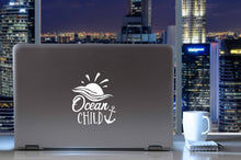 Load image into Gallery viewer, Ocean Child | 5.2" x 4.4" Vinyl Sticker | Peel and Stick Inspirational Motivational Quotes Stickers Gift | Decal for Outdoors/Nature Water Lovers