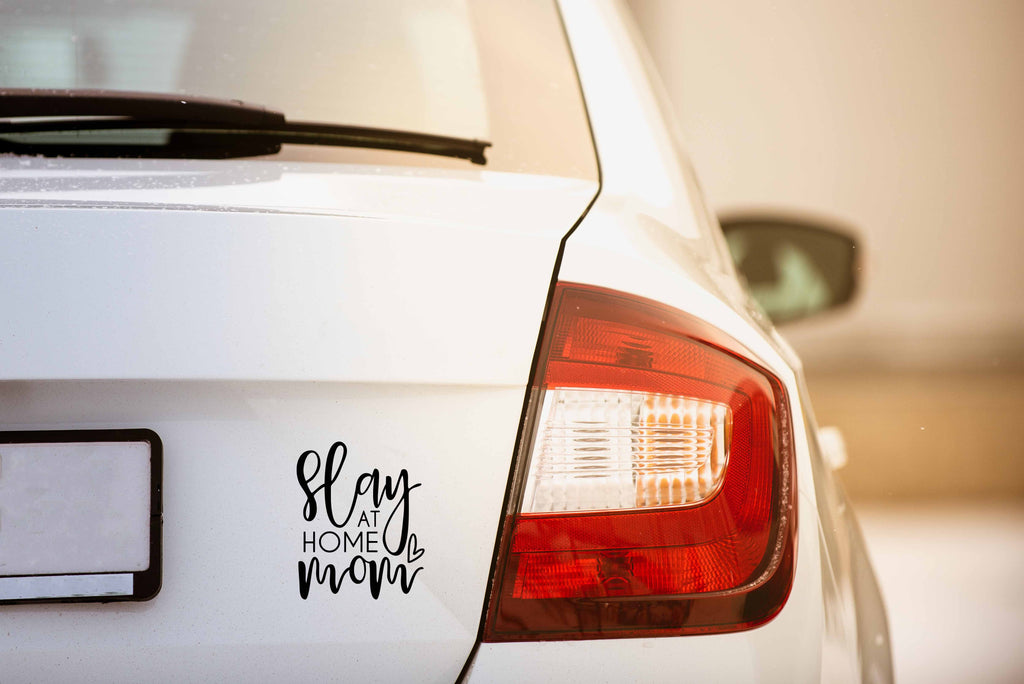 Slay at Home Mom | 4.2" x 5.2" Vinyl Sticker | Peel and Stick Inspirational Motivational Quotes Stickers Gift | Decal for Family Lovers