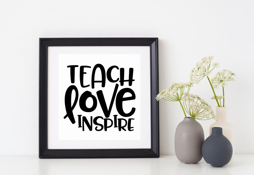 Teach Love Inspire | 4.5" x 2.2" Vinyl Sticker | Peel and Stick Inspirational Motivational Quotes Stickers Gift | Decal for Occupations Teaching Lovers