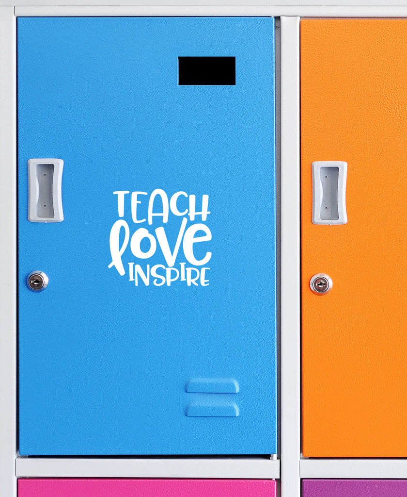 Teach Love Inspire | 4.5" x 2.2" Vinyl Sticker | Peel and Stick Inspirational Motivational Quotes Stickers Gift | Decal for Occupations Teaching Lovers