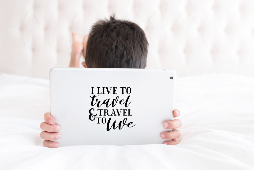 I Live to Travel and Travel to Live | 5.2" x 4.8" Vinyl Sticker | Peel and Stick Inspirational Motivational Quotes Stickers Gift | Decal for Adventure/Travel Lovers