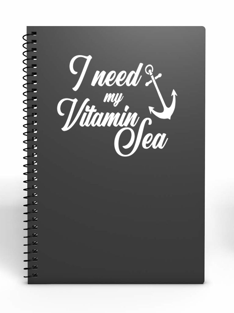 I Need My Vitamin Sea | 5.2" x 4.4" Vinyl Sticker | Peel and Stick Inspirational Motivational Quotes Stickers Gift | Decal for Outdoors/Nature Water Lovers